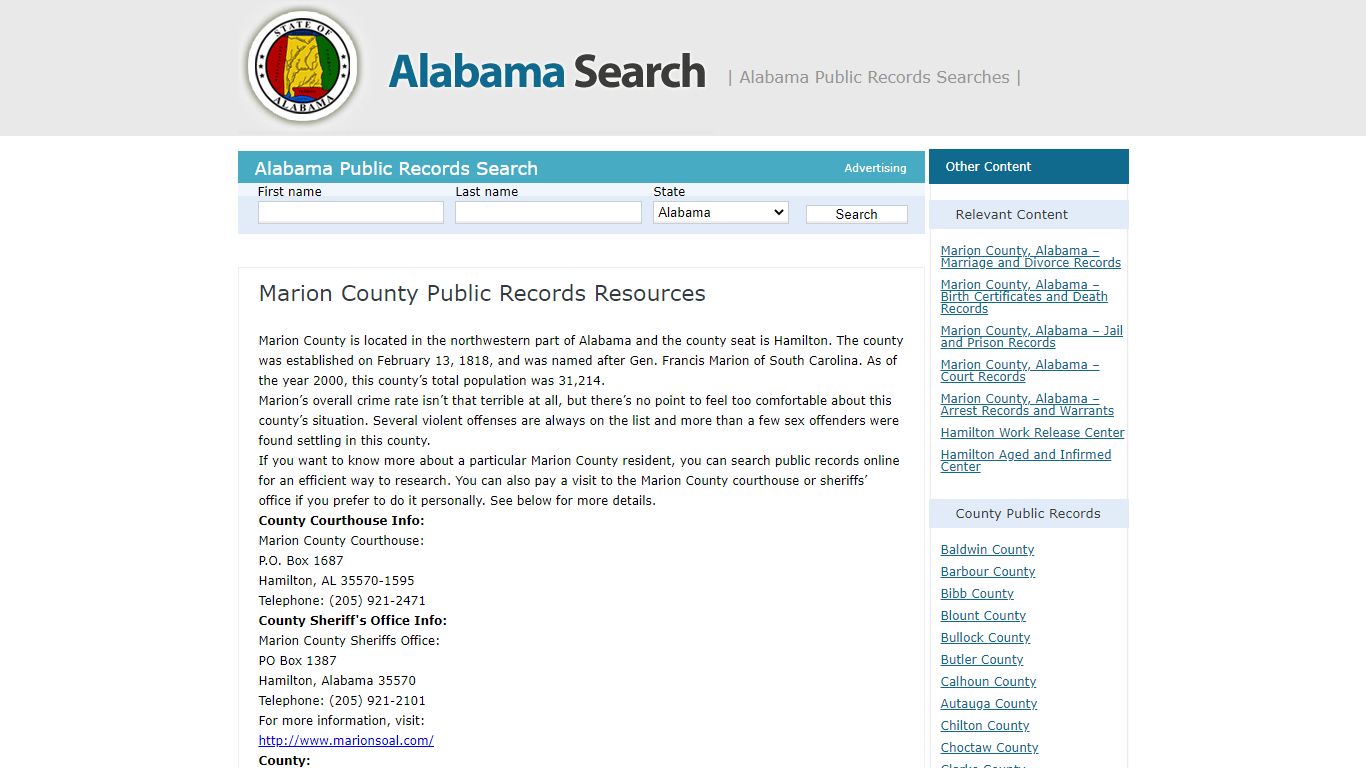 Marion County Public Records Resources | Alabama - AL Search