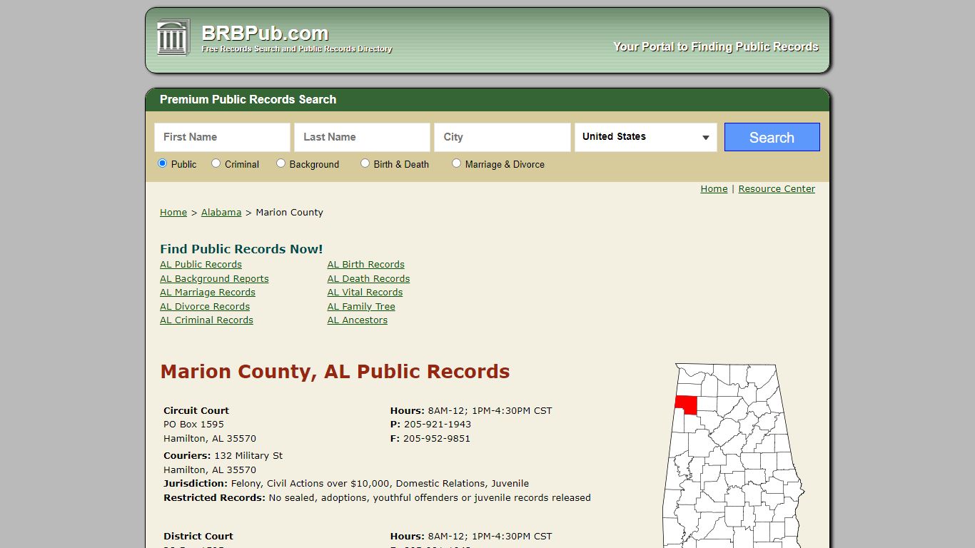 Marion County Public Records | Search Alabama Government Databases