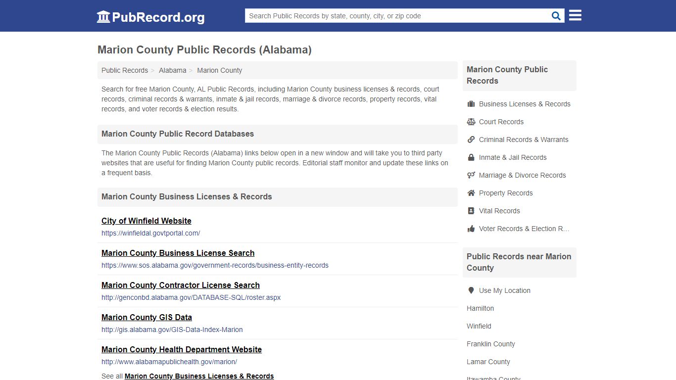 Free Marion County Public Records (Alabama Public Records) - PubRecord.org